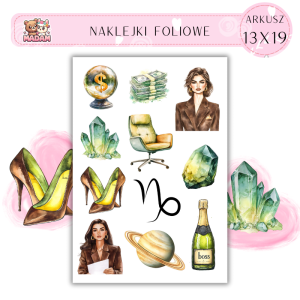 Naklejki Foliowe 13x19 Znak Zodiaku Koziorożec - Ambicja i siła MaDam Creative