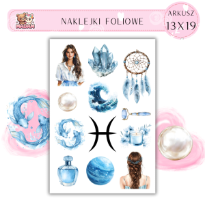Naklejki Foliowe 13x19 Znak Zodiaku Ryby - Marzenia i wrażliwość MaDam Creative