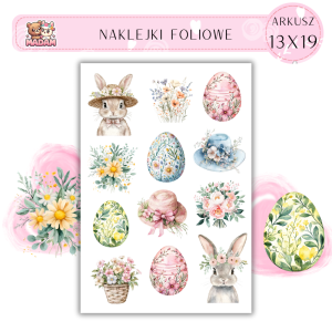 Naklejki Foliowe 13x19 Wielkanocny Króliczek - Wiosenne dekoracje MaDam Creative