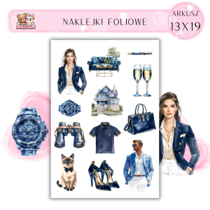 Naklejki Foliowe 13x19 Marynarski Styl - Granat i luksusowe akcenty MaDam Creative