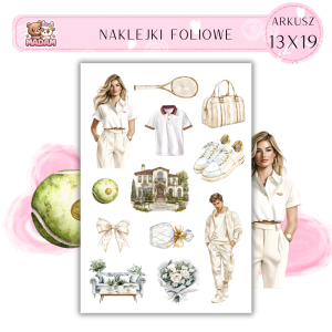 Naklejki Foliowe 13x19 Tenisowy Styl - Biała elegancja MaDam Creative