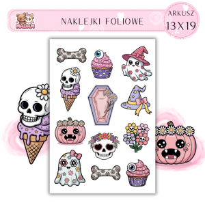 Naklejki Foliowe 13x19 Pastelowe Halloween - Kolorowe dynie i groovy vibe MaDam Creative