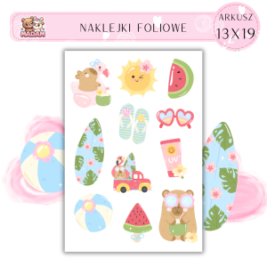 Naklejki Foliowe 13x19 Letnia Kapibara - Plaża i wakacyjny chill MaDam Creative