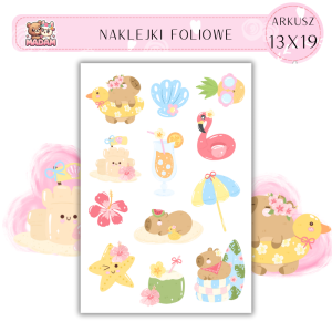 Naklejki Foliowe 13x19 Letnia Kapibara 2 - Słońce i tropikalny relaks MaDam Creative