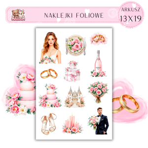 Naklejki Foliowe 13x19 Różowy Ślub - Romantyczne dekoracje MaDam Creative