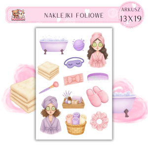 Naklejki Foliowe 13x19 Kawaii Spa Girl - Relaks i pielęgnacja MaDam Creative