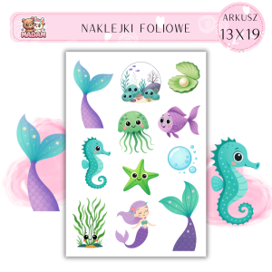Naklejki Foliowe 13x19 Kawaii Syrenka - Podwodna magia MaDam Creative