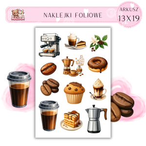 Naklejki Foliowe 13x19 Kawaii Coffee Lovers - Kawa w uroczym stylu MaDam Creative