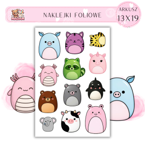 Naklejki Foliowe 13x19 Zwierzątka Squishmallow - Urocze pluszaki MaDam Creative