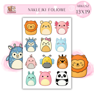 Naklejki Foliowe 13x19 Zwierzątka Squishmallow 2 - Kolekcja pluszaków MaDam Creative