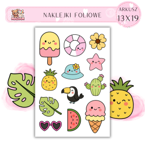 Naklejki Foliowe 13x19 Kawaii Doodle Summer - Letnie rysunki i uroczy vibe MaDam Creative