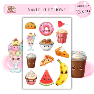 Naklejki Foliowe 13x19 Kawaii Lato jedzenie- Słodkie jedzenie lata MaDam Creative