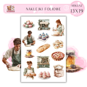 Naklejki Foliowe 13x19 Piekarz 2 - Chleb, bułki i słodkości MaDam Creative