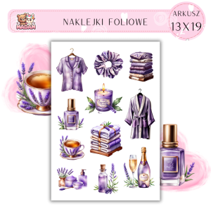 Naklejki Foliowe 13x19 Lawendowe Piżama Party - Relaks i spa MaDam Creative