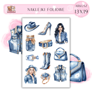 Naklejki Foliowe 13x19 Jeans i Diamenty - Western glam i blask MaDam Creative