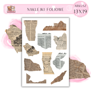 Naklejki Foliowe 13x19 Gazetowe Skrawki - Retro kolaż i vintage styl MaDam Creative