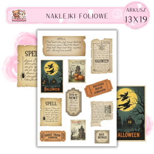 Naklejki Foliowe 13x19 Vintage Halloween - Pocztówki i ephemera MaDam Creative