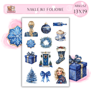 Naklejki Foliowe 13x19 Niebieskie Święta - Królewski zimowy styl MaDam Creative