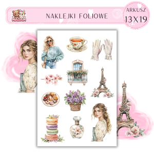 Naklejki Foliowe 13x19 Vintage Paryskie Marzenia - Wieża Eiffla i retro klimat MaDam Creative