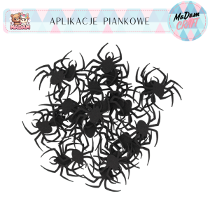 Aplikacje piankowe pająk 4 cm 24 sztuki Halloween, MaDam Creative