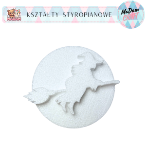 Baza styropianowa czarownica na miotle koło 20x2 cm Halloween, MaDam Creative