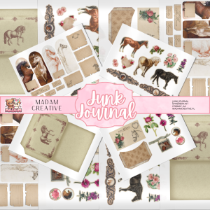 Zestaw Ephemera do Junk Journalingu i Scrapbookingu Konie - Journal Kit MaDam Creative