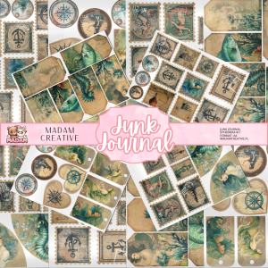 Zestaw Ephemera do Junk Journalingu i Scrapbookingu Błękitna Laguna - Journal Kit MaDam Creative