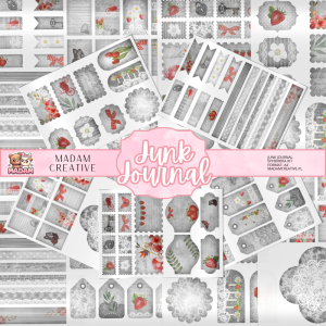 Zestaw Ephemera do Junk Journalingu i Scrapbookingu Truskawki - Journal Kit MaDam Creative