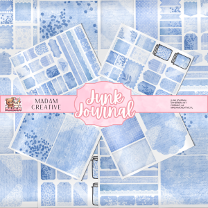 Zestaw Ephemera do Junk Journalingu i Scrapbookingu Błękit - Journal Kit MaDam Creative