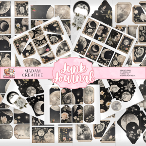 Zestaw Ephemera do Junk Journalingu i Scrapbookingu Księżycowy Collage - Journal Kit MaDam Creative