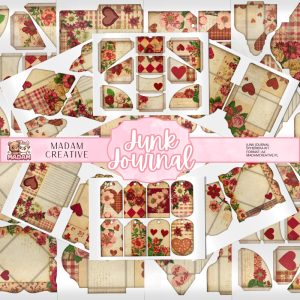 Zestaw Ephemera do Junk Journalingu i Scrapbookingu Serca i Kwiaty - Journal Kit MaDam Creative