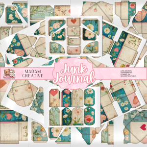 Zestaw Ephemera do Junk Journalingu i Scrapbookingu Kwiaty i Serca - Journal Kit MaDam Creative