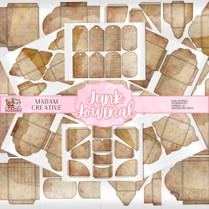 Zestaw Ephemera do Junk Journalingu i Scrapbookingu Antyczny - Journal Kit MaDam Creative