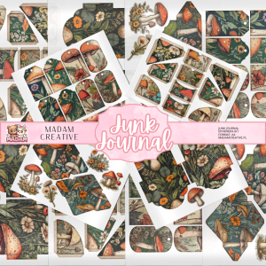 Zestaw Ephemera do Junk Journalingu i Scrapbookingu Kwiaty i Grzyby - Journal Kit MaDam Creative