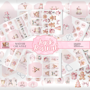 Zestaw Ephemera do Junk Journalingu i Scrapbookingu Pastelowe Różowe Święta - Journal Kit MaDam Creative