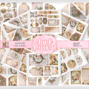 Zestaw Ephemera do Junk Journalingu i Scrapbookingu Złote Kwiaty Vintage - Journal Kit MaDam Creative