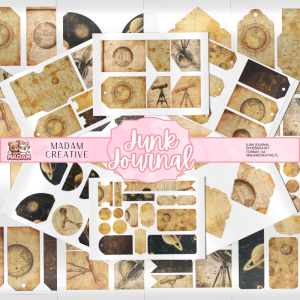 Zestaw Ephemera do Junk Journalingu i Scrapbookingu Astronomia Vintage - Journal Kit MaDam Creative