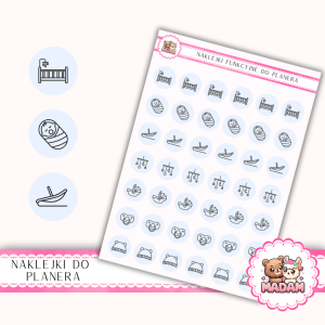 Naklejki Ikony Funkcyjne do Planera i Bullet Journal - Sen i Uspokajanie 13×18 - rytuały, drzemki Błękit Mglisty - MaDam Creative