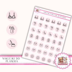 Naklejki Ikony Funkcyjne do Planera i Bullet Journal - Mama po Porodzie i Laktacja 13×18 - karmienie Róż Porcelanowy - MaDam Creative