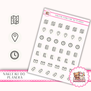 Naklejki Ikony Funkcyjne do Planera i Bullet Journal - Ślub: Organizacja i Papeteria 13×18 - zaproszenia, RSVP Kość Słoniowa Jasna - MaDam Creative