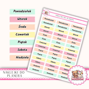 Naklejki Planerowe Dni Tygodnia Lato Summer Vibes 13×18  MaDam Creative