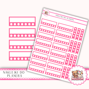 Naklejki planerowe habit tracker 13x18 Fuksja do planera Bullet Journal MaDam Creative