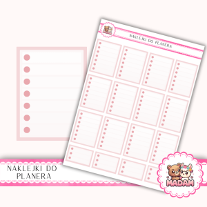 Naklejki planerowe checklisty 13x18 Róż Pastelowy do planera Bullet Journal MaDam Creative