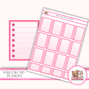 Naklejki planerowe checklisty 13x18 Fuksja do planera Bullet Journal MaDam Creative