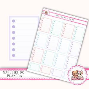 Naklejki planerowe checklisty 13x18 Pastelowy Mix do planera Bullet Journal MaDam Creative
