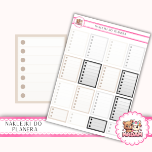 Naklejki planerowe checklisty 13x18 Neutralny Mix do planera Bullet Journal MaDam Creative