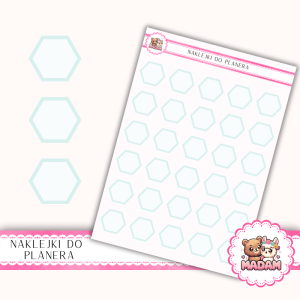 Naklejki planerowe sześciokąty 13x18 Miętowy do planera Bullet Journal MaDam Creative