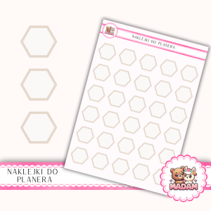 Naklejki planerowe sześciokąty 13x18 Taupe Beżowy do planera Bullet Journal MaDam Creative