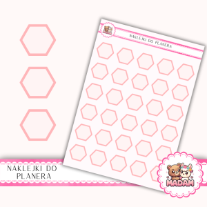 Naklejki planerowe sześciokąty 13x18 Brzoskwiniowy do planera Bullet Journal MaDam Creative
