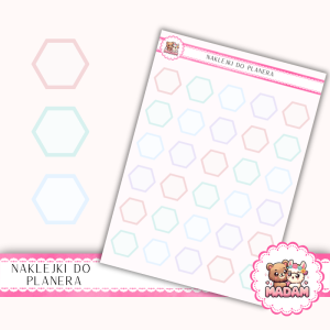 Naklejki planerowe sześciokąty 13x18 Pastelowy Mix do planera Bullet Journal MaDam Creative